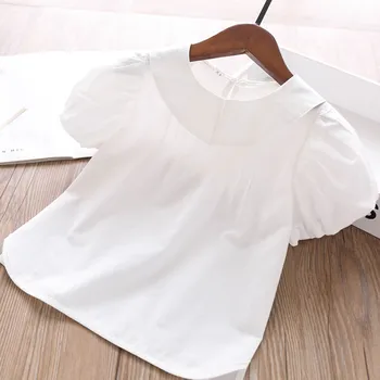 

2020 Summer Girl Doll Collar Solid Color All-match Shirt Children's Clothing Wholesale