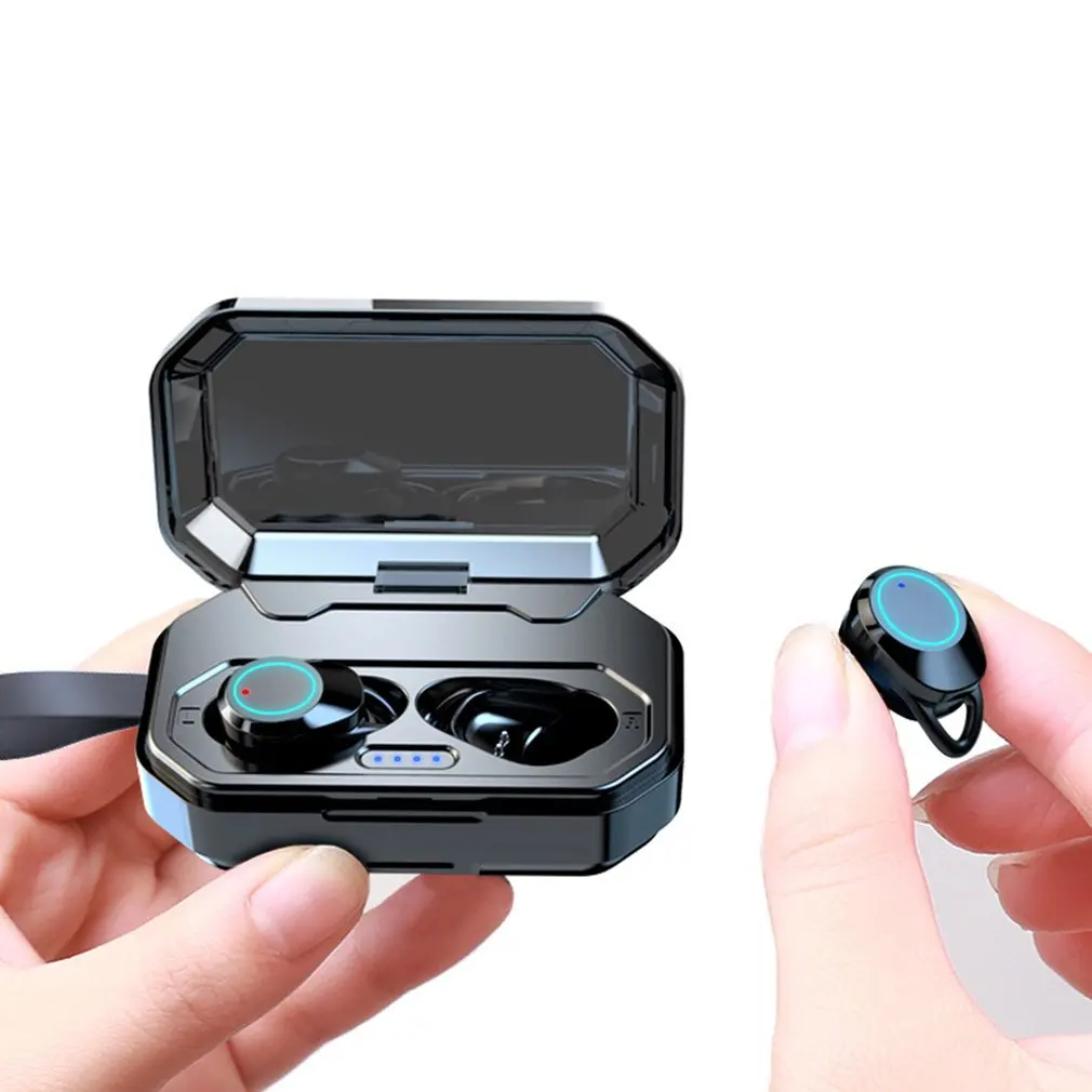 ONLENY TWS 5.0 Bluetooth Earphone Wireless Earphones IPX7 Waterproof Stereo Earphones 3300mAh LED Smart Power Bank