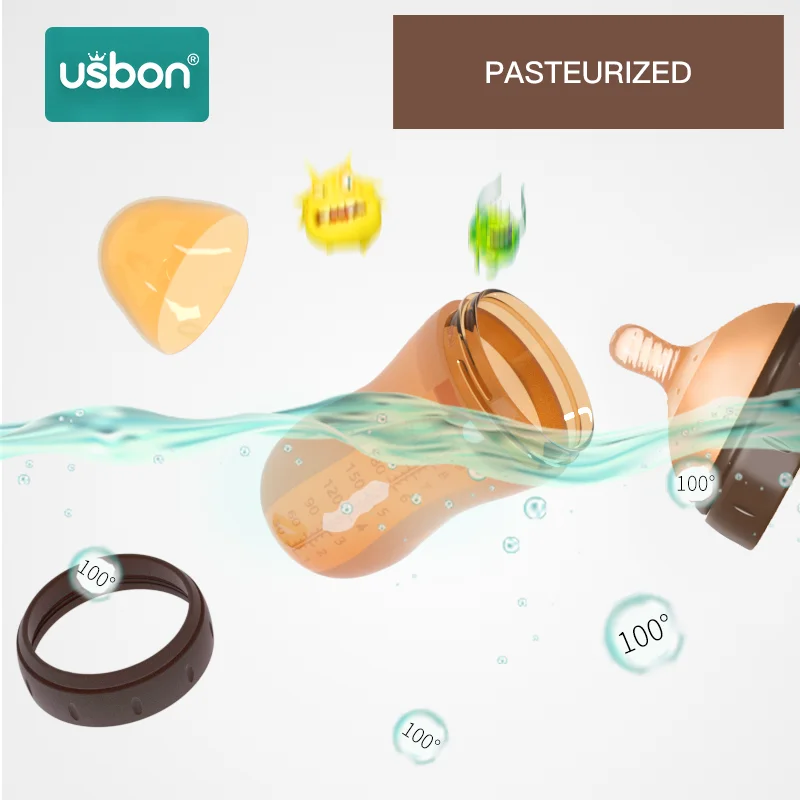 Usbon, бутылочка для кормления, силиконовая детская соска, для груди, воды, молока, с широким горлышком, калибр, сменная соска, соска с ручками для малышей
