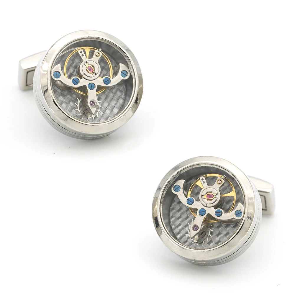 Men's Watch Movement Cufflinks Quality Stainless Steel Material Silver Color Fashion Tourbillon Cuff Links Wholesale &amp Retail |