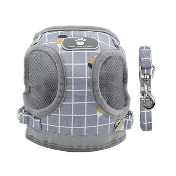 

Pet Chest Strap Dog Strap Dog Leash Vest Type Hauling Rope Reflective Dog Rope Breathable Dog Vest Plaid Printed Dog Leash