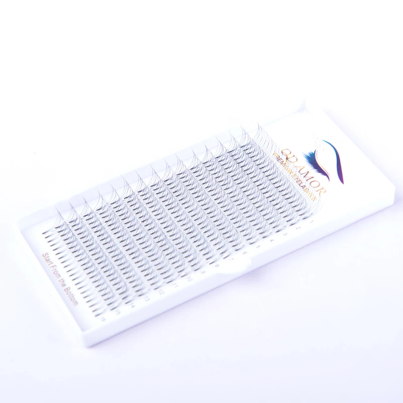 

QD AMOR 20cases /lot Russian Volume Eyelashes Short Stem Pre made Fans C D curl Individual Mink Lash Extension