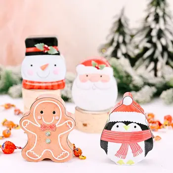 

4pcs Christmas Tinplate Box Santa Snowman Gingerbread Man Candy Cookie Storage Q6PE