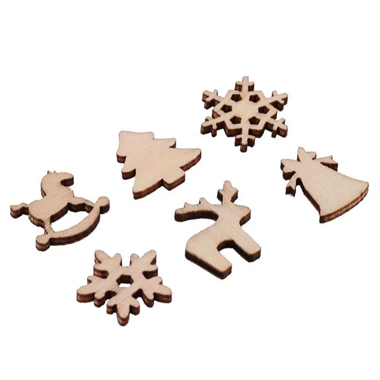 Christmas Tree Decorations Small Pendant Wood Creative Hollow out Cutting Christmas Cartoon Snowflake Wood Piece