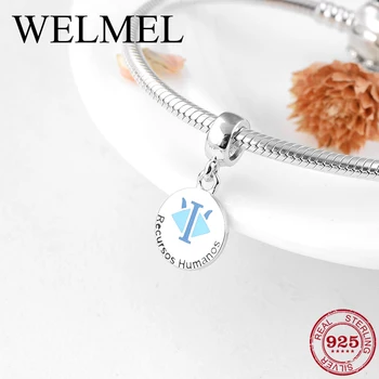 

Fashion 925 Sterling Silver recursos humanos letter fine Pendants beads Fit Original Pandora Charm Bracelet Jewelry making