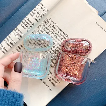 

Glitter Quicksand Case For Airpods 2 1 Cover Bluetooth Wireless Earphone Bling Sequins Clear Girly Bag Case For Airpods1 2 Cover