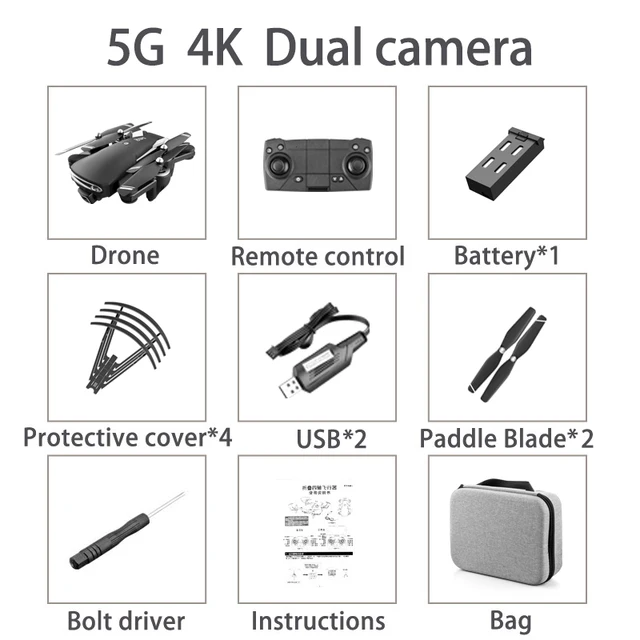 KK7 Pro RC Drone with Dual Camera 6K 5G Wifi GPS Foldable RC Quadcopter Optical Headless Waypoint Follow Surround Storage Bag