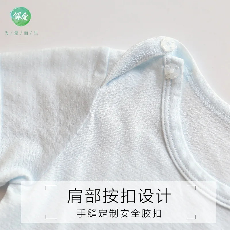 

Fiber Infant Summer Bamboo Summer Wear Triangular Onesie Baby Short Sleeve Clothes Cotton Blended Cloth-Pullover Romper