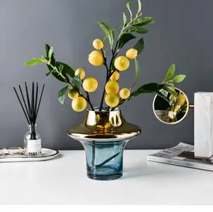 

NORDIC TWO-COLOR GLASS VASE HIGH BLUE MODEL ROOM SOFT ORNAMENT DECORATION FLOWER ARRANGEMENT WATER CULTURE FRESH CUT FLOWER