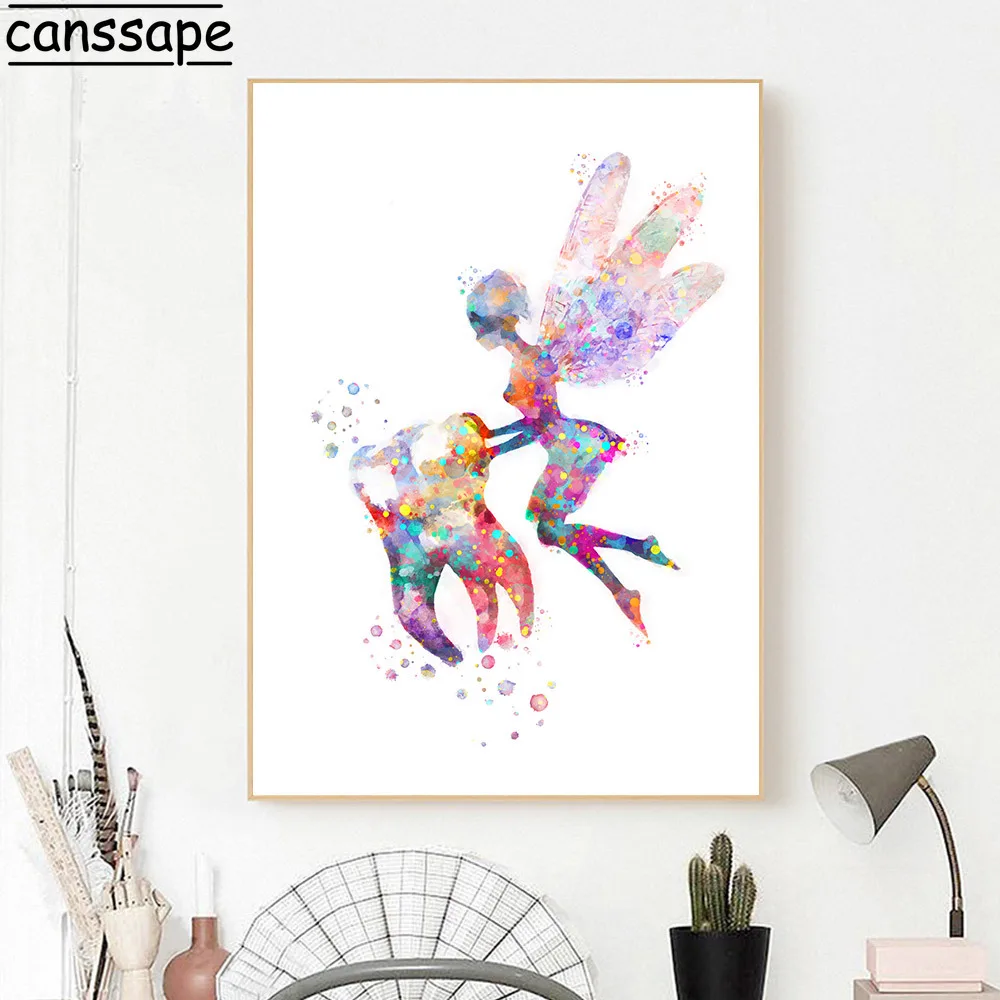 Зубная акварель постер фея печать картина Стоматологическая гигиенист-арт зубы