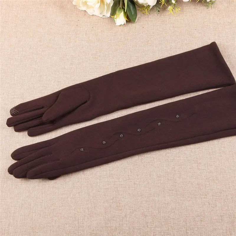 BL023N1 brown Осень зима новые женские перчатки средней и длинной секции закрученный бархат палец сенсорный рукав теплые женские BL024N1 - Цвет: BL023N1 brown