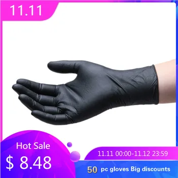

50pcs Black Disposable Gloves Latex Dishwashing/Kitchen/Work/Rubber/Garden Gloves Universal For Left and Right Hand