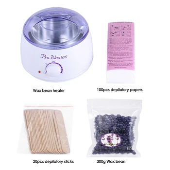 

1 Set Hair Removal Depilatory Set Wax Heater 300g Wax Bean with 20 pcs Wood Stickers Warmer Depilatory Paper Hair Removal Tools