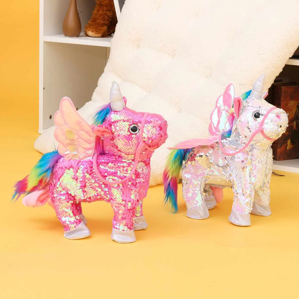 Милый блесток Un icorn электрическая ходьба плюшевые игрушки чучело игрушка электронная музыкальная игрушка забавные игрушки для детей Рождественский подарок