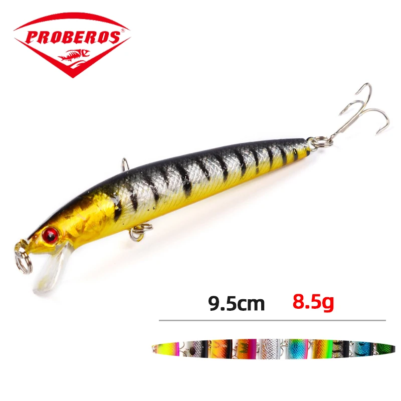 PRO BEROS 10 Farben Angelköder in Bait Hard Bait Fischköder 9,5cm 8,5g Schwimmender Minnow Angelwobbler Japan Pesca Crankbait