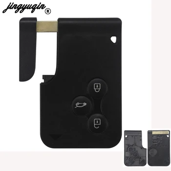 

jingyuqin 3 Button Smart Card For Renault Clio Logan Megane 2 3 Koleos Scenic Card Case Black Car Key Fob Shell With Small Key