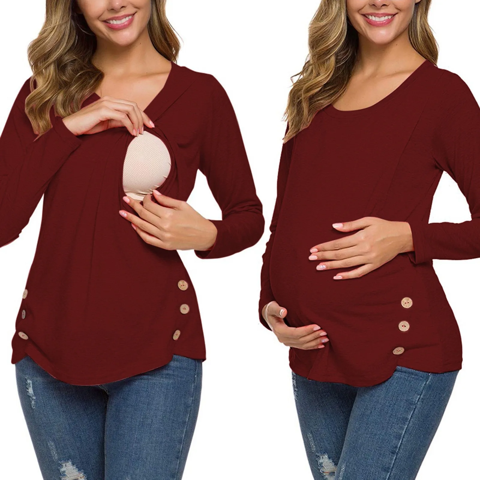Emotion Moms Modal Maternity Clothes Breastfeeding Nursing Tops T-Shirt 
