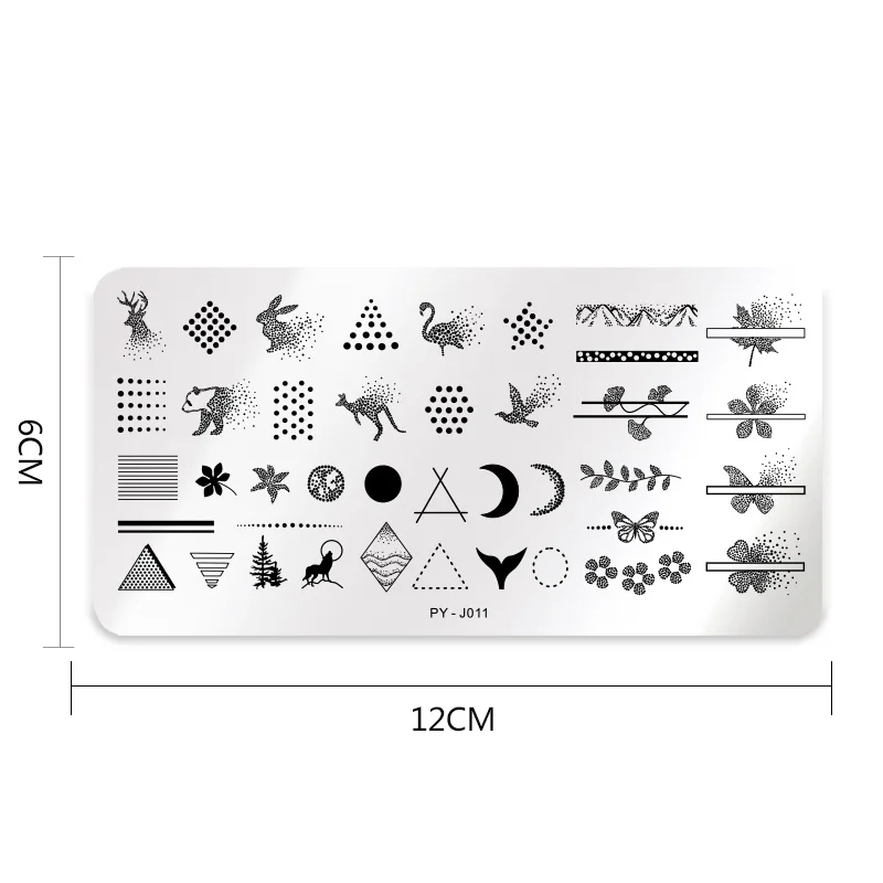 PICT YOU прямоугольная штамповка для ногтей шаблон геометрический рисунок для ногтей штамповочная пластина DIY Инструменты для дизайна ногтей из нержавеющей стали J011