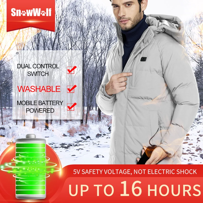 Зимняя куртка с подогревом SNOWWOLF для мужчин и женщин одежда электрическим