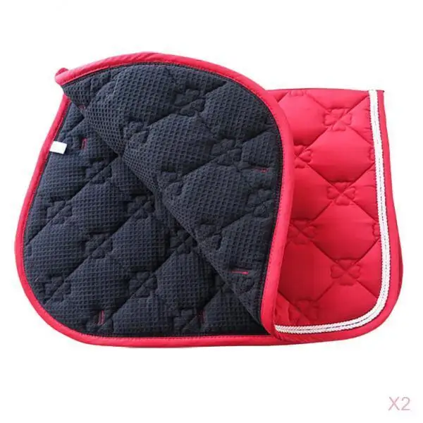 2 Pcs Square Quilted Cotton Comfort English Saddle Pad Horse Riding Pad Red