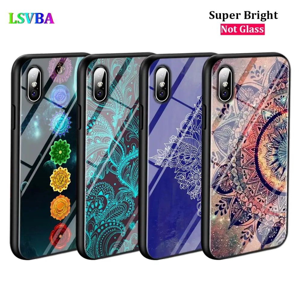 Черный чехол Мандала чакра Йога для iPhone 11 11Pro X XR XS Max для iPhone 8 7 6 6S Plus 5S 5 SE глянцевый чехол для телефона