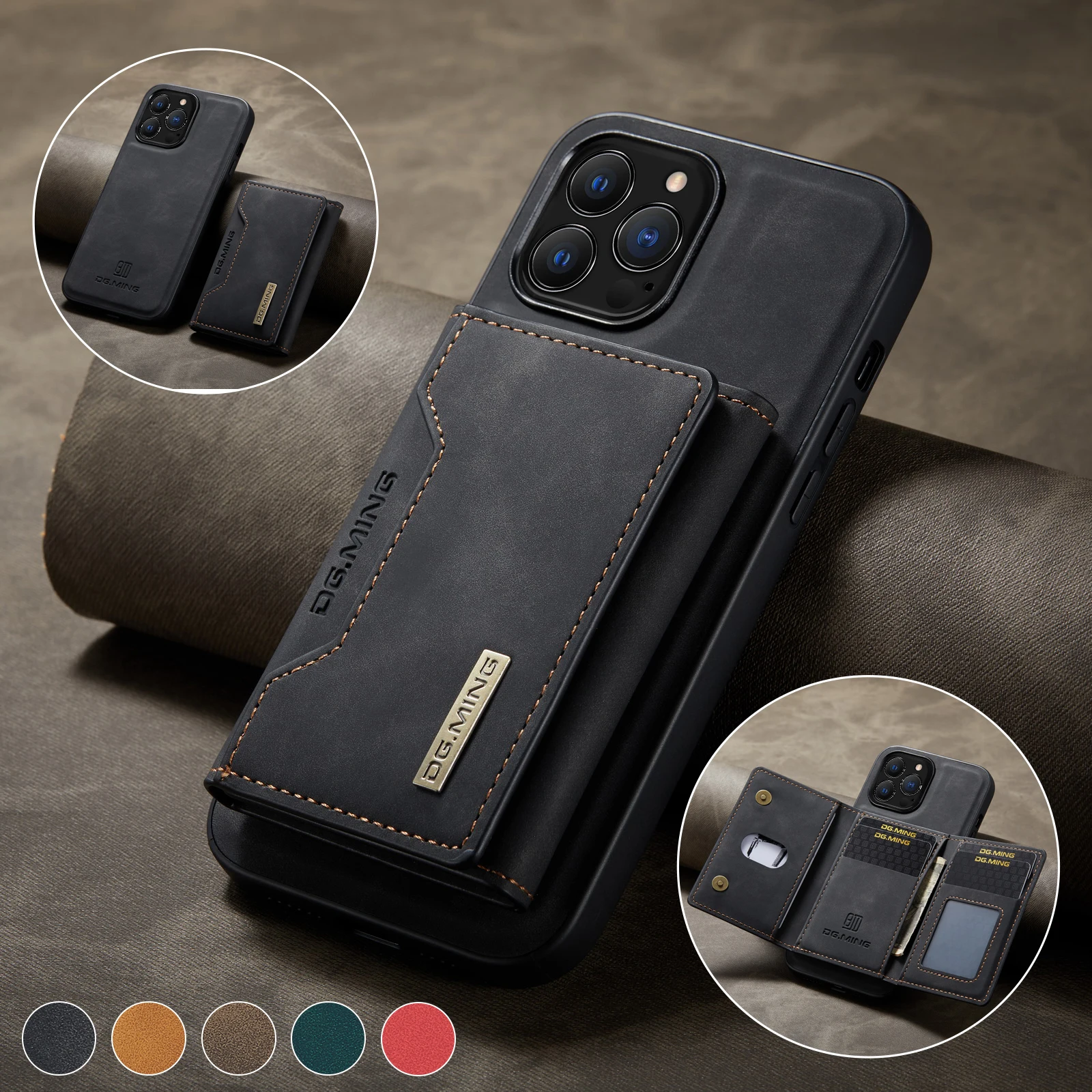 Magnetic Leather Phone Case With Card Case For iPhone 11 12 13 14 15 Pro Max Mini X SX XSMax XR SE 7 8Pro With Card Holder