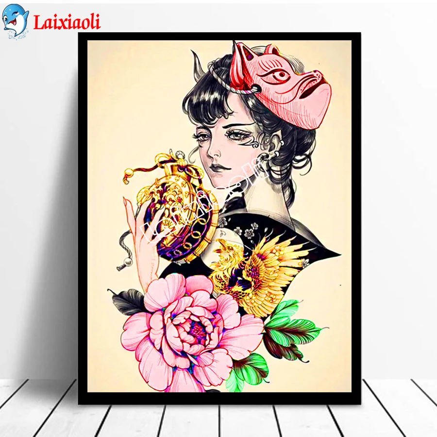 Японские гейши Женщина 5d алмазная живопись полная квадратная Круглая Мозаика