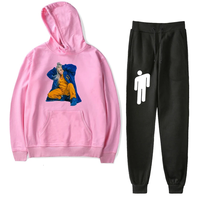 B1 Singer Velvet Billie Eilish Hoodies Pants Sets Tracksuit For kids Winter Ropa Hombre Sweat Shirts Streetwear Suits 2pcs/set - Color: B1