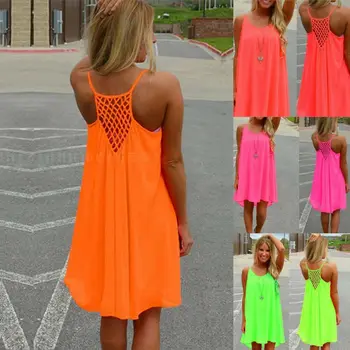 

Womens Ladies Fashion Mesh Chiffon Solid Fluorescent Color Long Tops Blouse Summer Beachwear Loose Short Shirt Dress Plus Size