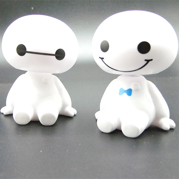 Baymax Автомобильные украшения, маленькие украшения для кукол, качающаяся голова, кукла, подарок на день рождения, ПВХ фигурка, мультфильм Baymax, крепежный клей