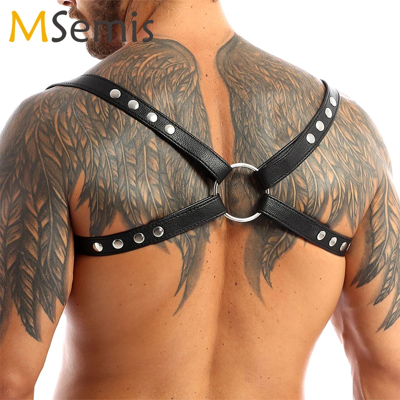 Men Lingerie Costume Accessories Adjustable Body Chest Shoulder Harness Straps Belts with Press Buttons mens bondage lingerie