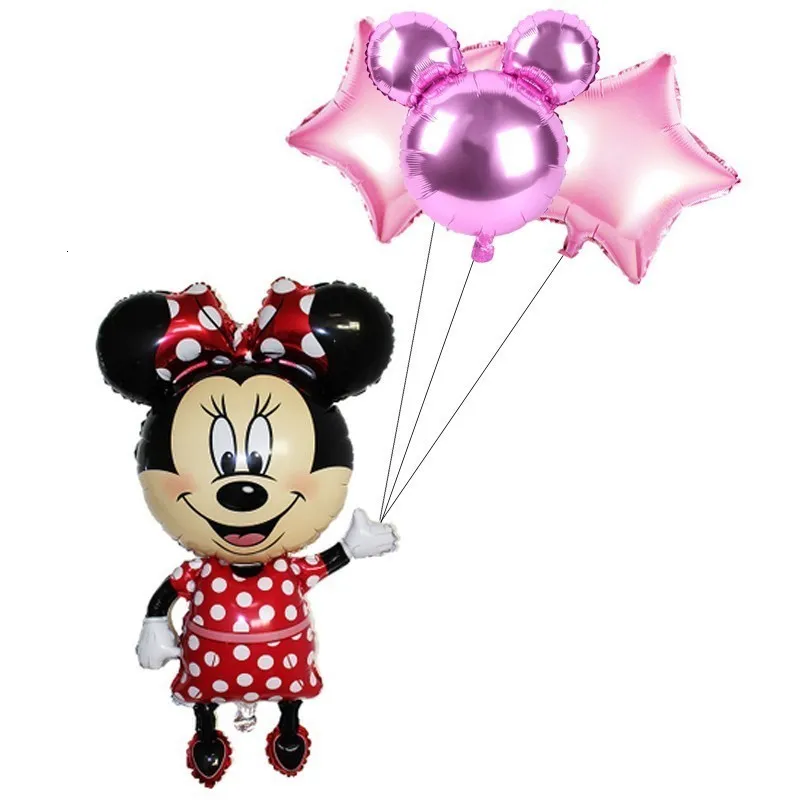 

4 Pcs 110cm Mickey Minnie Mouse Aluminum Foil Balloons Birthday Party Decor Kids Shower Boy And Girl Helium Globos baby's Toy