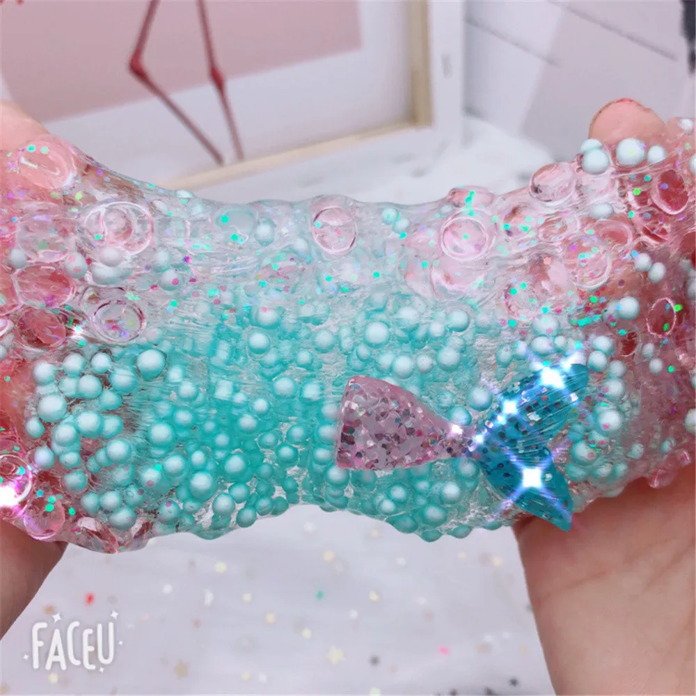Beautiful Slime Ball Crystal Fluffy Toys Bead Clear Polymer Clay Charms Rising Antistress Girly Heart Pinch Fun#B