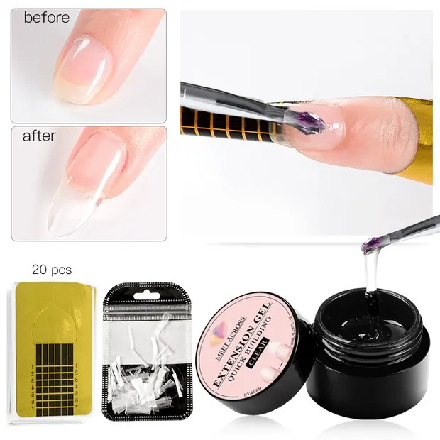 MEET ACROSS Poly Nail Gel Polish Set LED Clear UV Extension Nail Varnish Art Kit Quick Building For Nails Manicure Tool