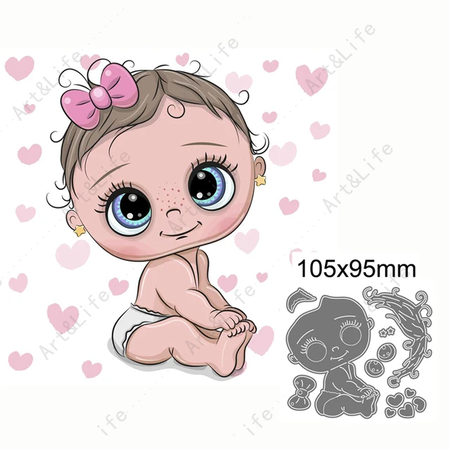 Top Hot New Lovely Cute Little Babies Metal Cutting Dies Stencils for Making Scrapbooking Album Birthday Card Embossing Cut Die Size 105x95mm