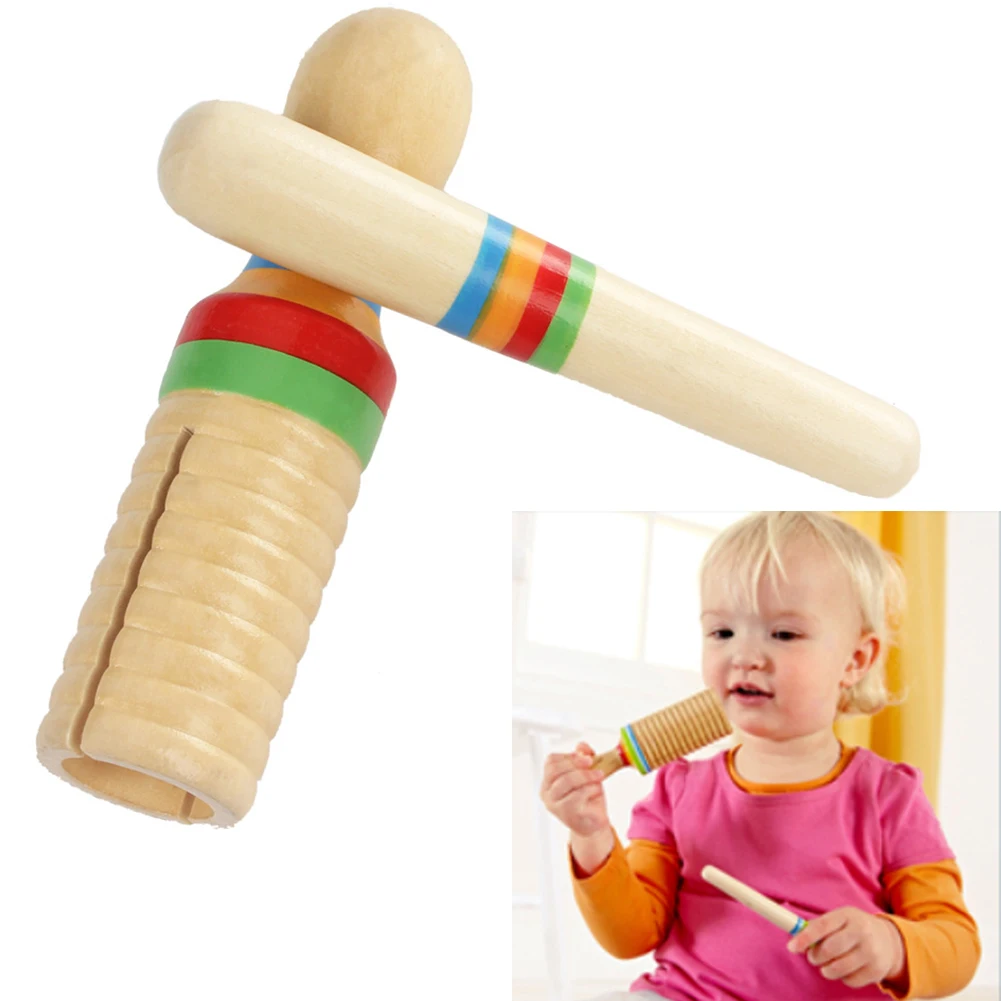 Звук малыш вечерние цилиндрическая трубка перкуссия музыкальный инструмент игрушки подарок ритм Дети Деревянный Guiro с одной резьбой легкий
