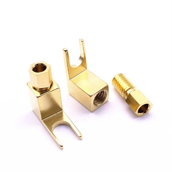 

Copper gold-plated Y plug to 4MM banana plug audio speaker converter speaker cable banana plug socket conversion