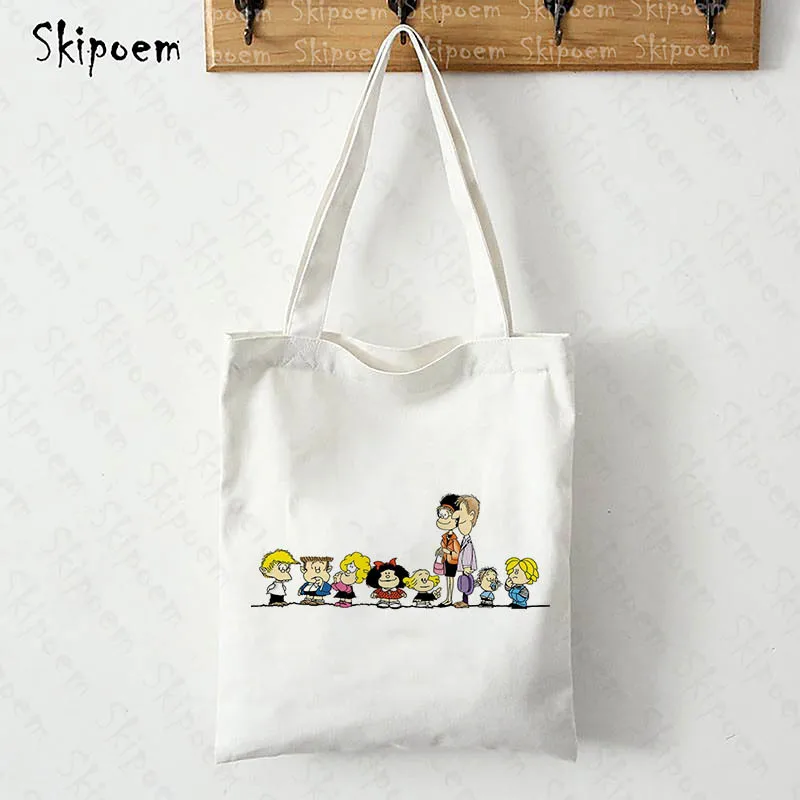 Handbags-Bag Canvas Mafalda-Sell Kawaii Painting Tote-Shoulder Large-Capacity Vintage