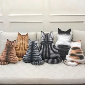

Simulation Animal Throw Pillow 3D Cat Shape Back Shadow Plush Toy Doll Cushion