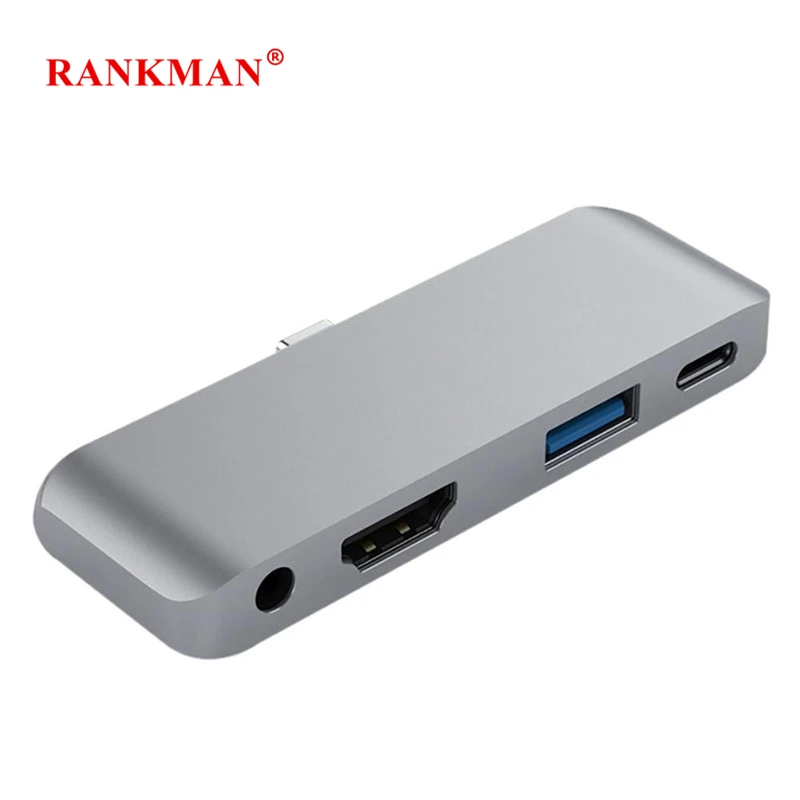Rankman Type C to HDMI-compatible USB C 3.0 Aux Adapter for iPad Pro MacBook Samsung S20 Dex Xiaomi 10 TV PS5 Nintendo Monitor