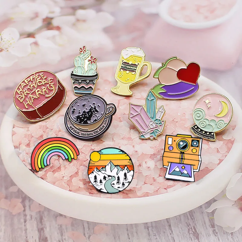 Pins Fruits food bread toast Sandwich eggplant Peach Beer Brooches Enamel Pin Badge Brooch Gift | Украшения и аксессуары