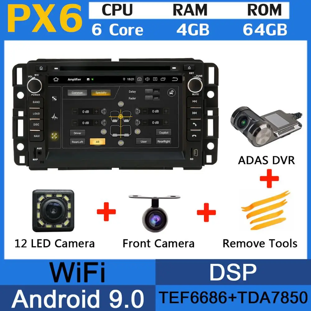 5 USB порт Android 9,0 PX6/Восьмиядерный автомобильный DVD для Chevy Chevrolet Cobalt Silverado Suburban Buick Enclave автомобильный Радио gps DSP - Цвет: PX6-Adas