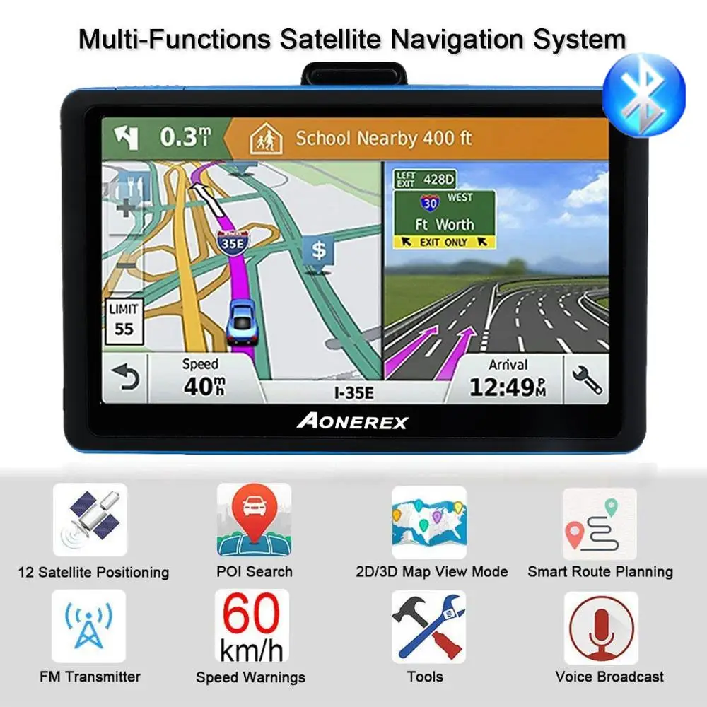 GPS автомобильное навигационное устройство 5 дюймов ЖК экран FM Bluetooth спутниковая