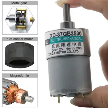 

1PCS miniature 10W power 0.3-0.5A brushed DC motor 6 12 24V low speed motor 5-500rpm reduction gear motor 37GB3530