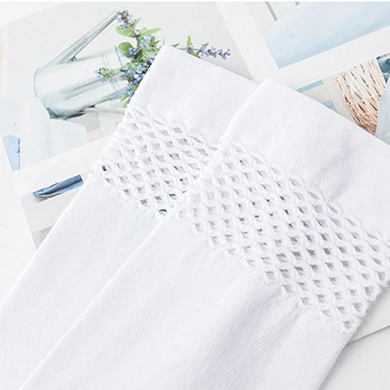 Women Sexy Knee High Socks Mesh Stockings Fashion Fishnet Cute College Style JK Girls Lolita Student Black Gothic Long Sock New