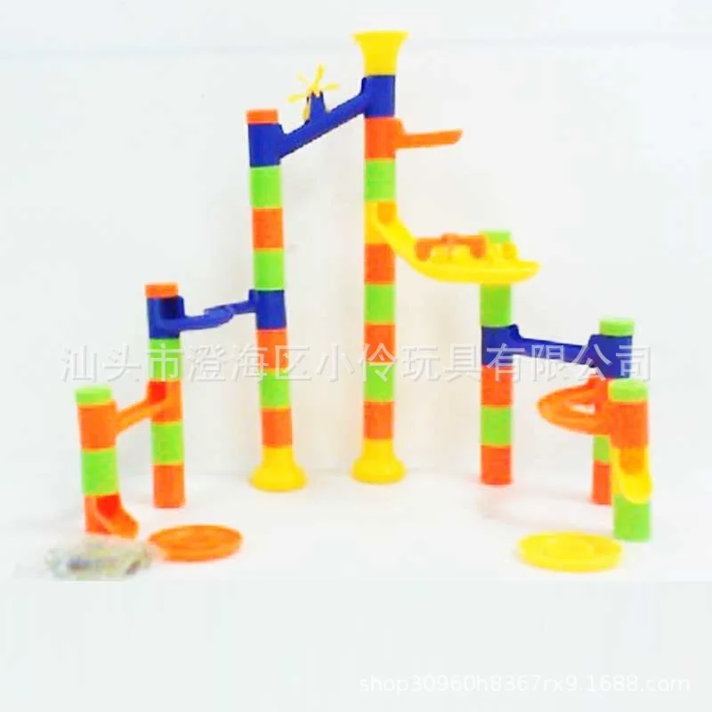 

Toy Railway Building Blocks Ball Bearing Camera Track 58pcs Stereo Maze 3D Pipeline diy enlighten Educational