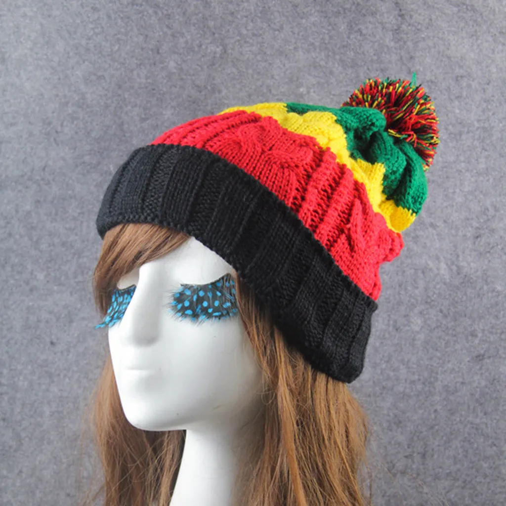 Женская Мужская зимняя шапка шапочка с помпоном бини собачка כבrainbow Rainbow Knit