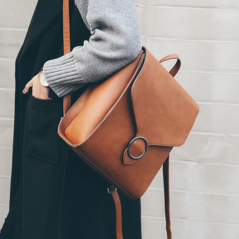 

Fashion Women Backpack PU Leather Retro Female Bag schoolbags Teenage Girl High Quality Travel Books Rucksack Shoulder Bags