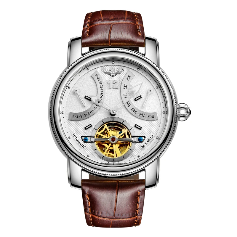 GUANQIN GJ16009 часы для мужчин люксовый бренд Tourbillon дизайн часы Мужские автоматические механические часы Reloj Relogio masculino - Цвет: 01