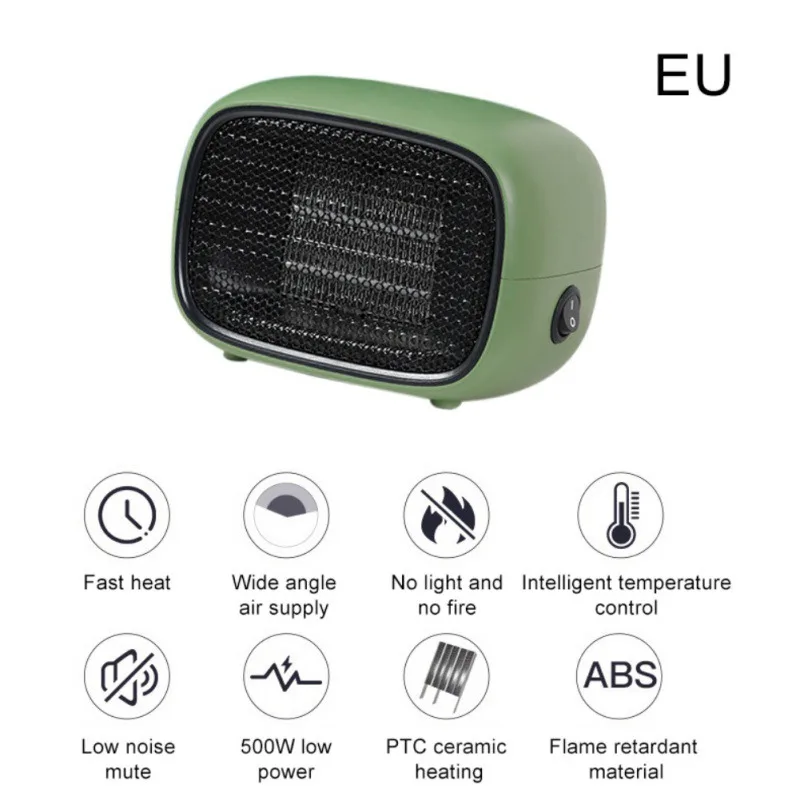 B 500W Mini Electric Space Heaters Desktop Winter Warmer Fan With PTC Heating Element Over-Heat Protection For Room Office Floor - Цвет: B